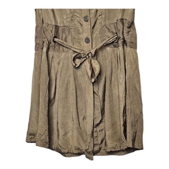 Flutterbye Women's Olive Green Button Up Tie Waist Top - Picture 5 of 8